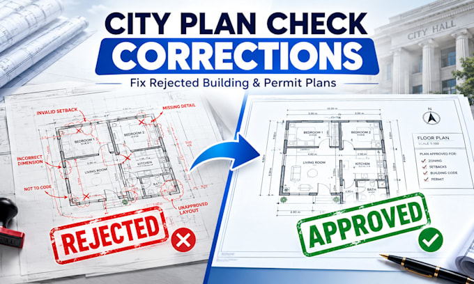 fix rejected building plans and city comment corrections