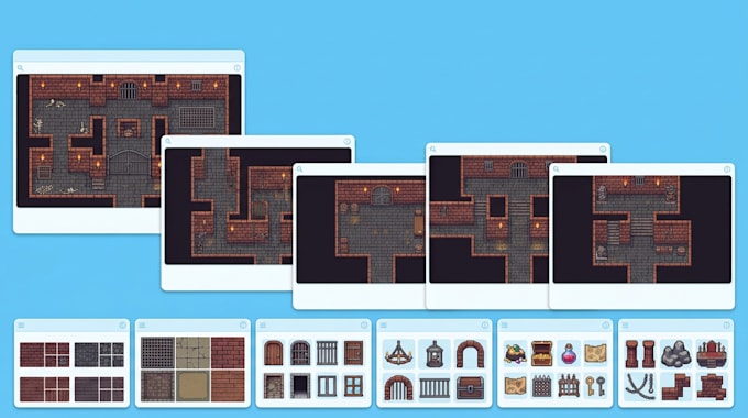 create pixel art tilesets, tilemaps, rpg tileset, rpg map and game environments