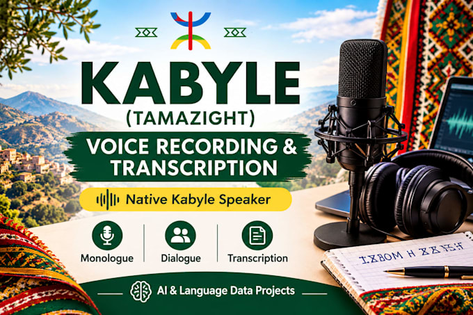 record and transcribe authentic kabyle tamazight voice recordings