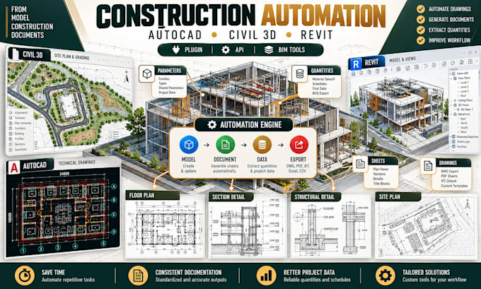 develop autocad plugin civil 3d addin revit API and construction automation