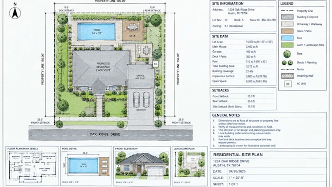 residential site plan autocad plot plan property layout permit drawing usa plans
