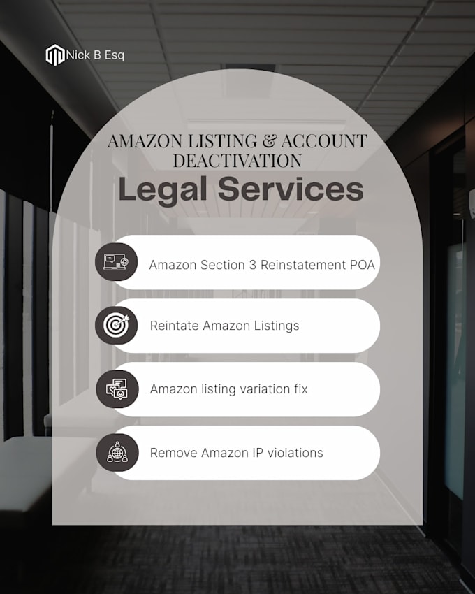 write your amazon section 3 reinstatement poa and fix listing issues, US lawyer