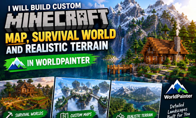 build custom minecraft map survival world and realistic terrain in worldpainter