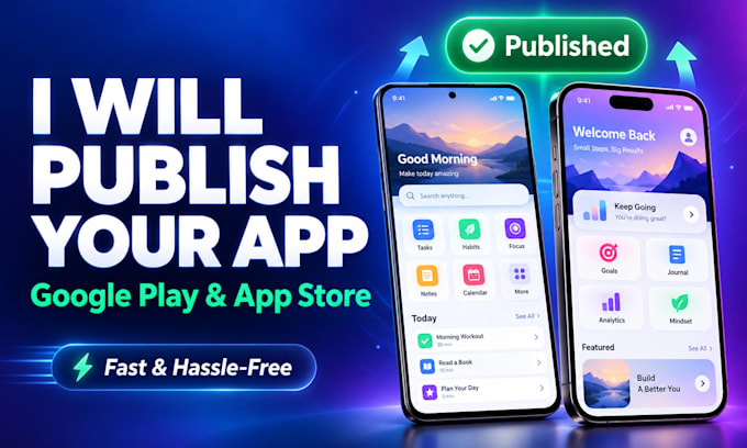 publish your app on google play store and apple app store