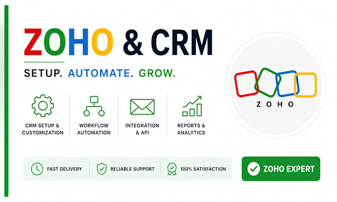 setup zoho CRM, zoho one, automate workflows and CRM integrations