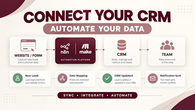 intregrate CRM with n8n make and sync your data, gdpr compliant