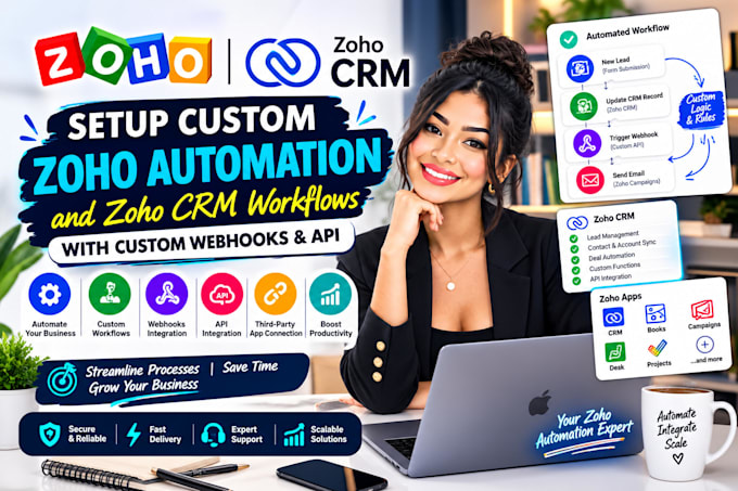 setup custom zoho automation and zoho crm workflows with custom webhooks and api
