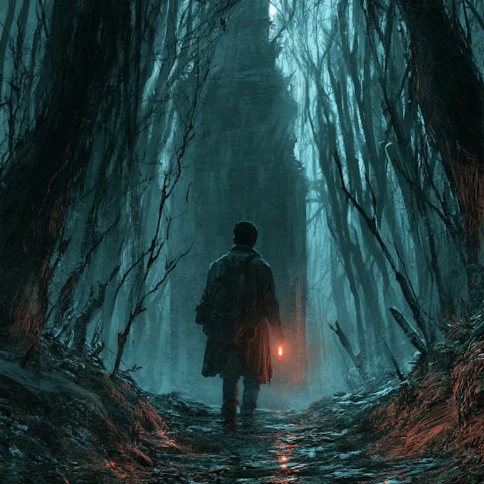 create dark art, metal, gothic illustration