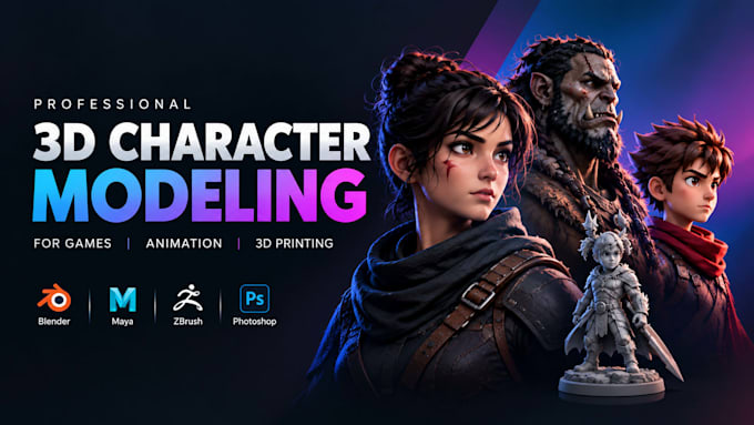 create 3d stylized character models for games, animation and 3d printing
