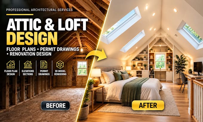 design attic conversion and loft conversion floor plans and renovation drawings