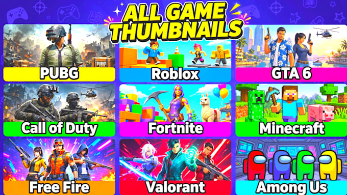 design cartoon gaming thumbnail for roblox minecraft