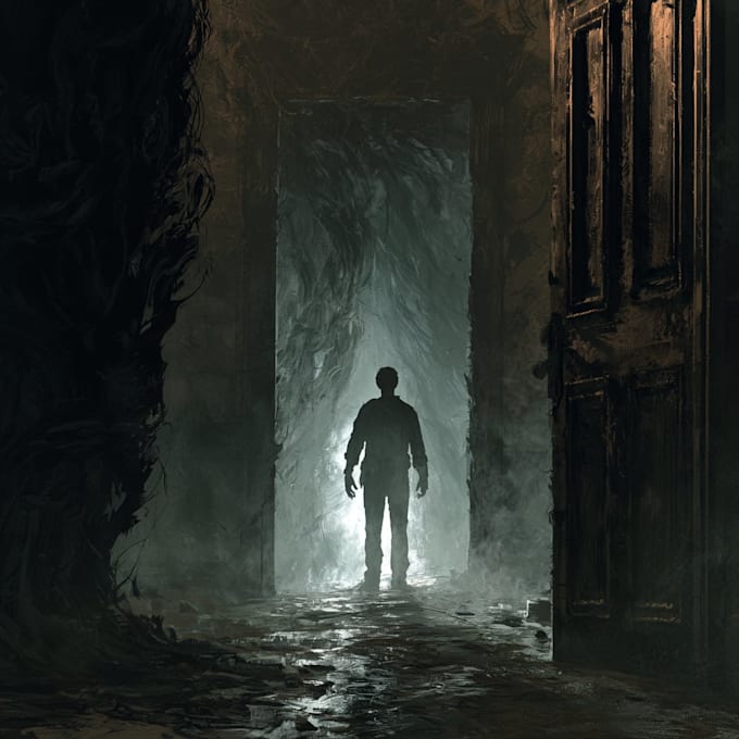 draw dark horror gloomy art for tcg card