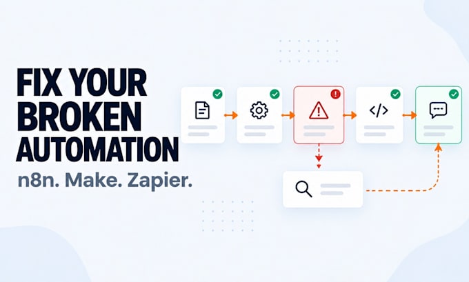 fix and debug your broken n8n, make or zapier automation