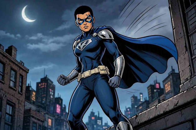 do a superhero comic illustration