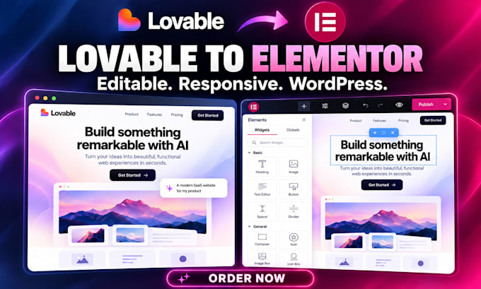 convert lovable ai website to wordpress elementor
