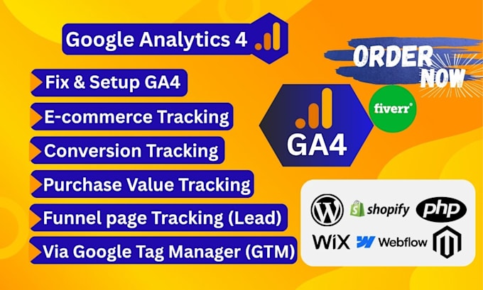 setup and fix ga4, ga4 ecommerce tracking and conversion tracking with GTM