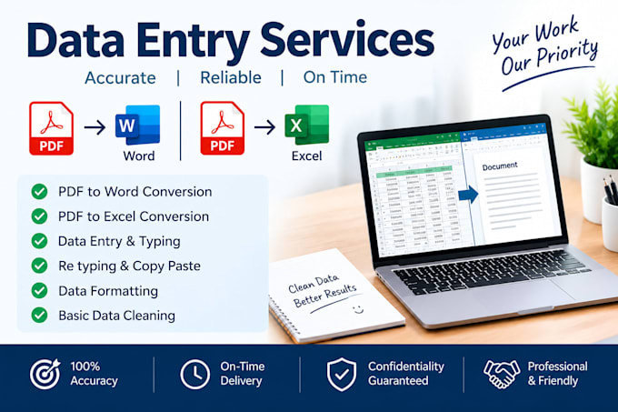 do accurate data entry, PDF to word and excel conversion
