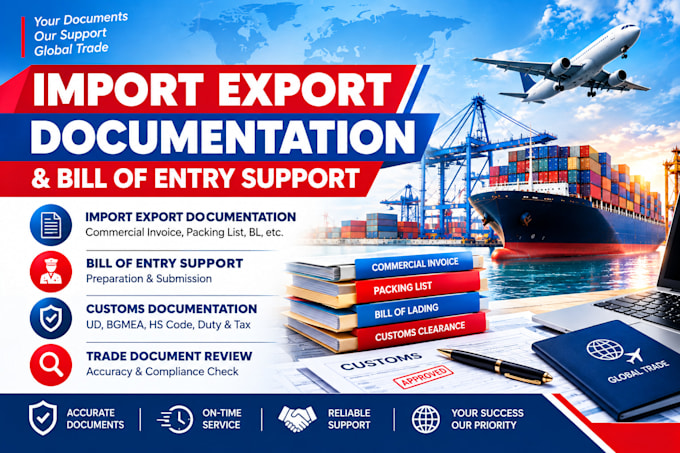 provide import export documentation and bill of entry support