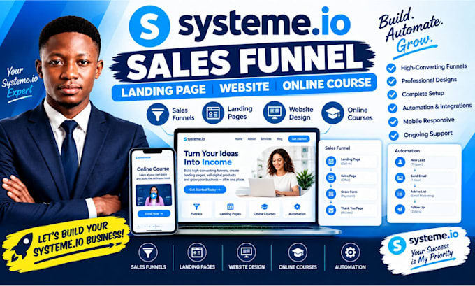 build systeme io website systeme io online course funnel systeme io landing page