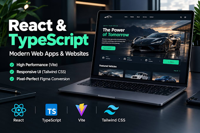 develop a modern website using react and typescript