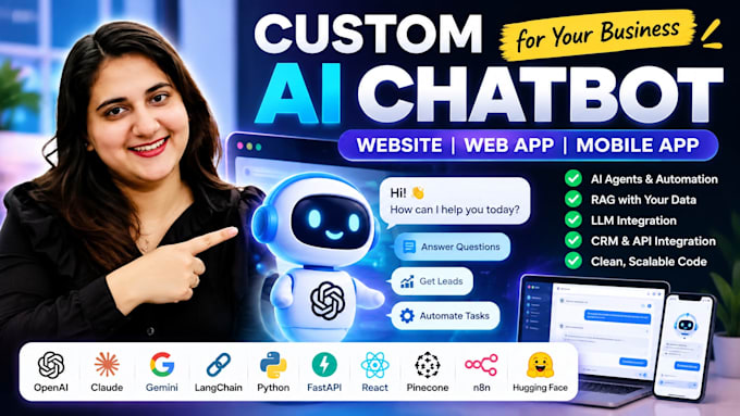 develop ai chatbot for business websites and apps