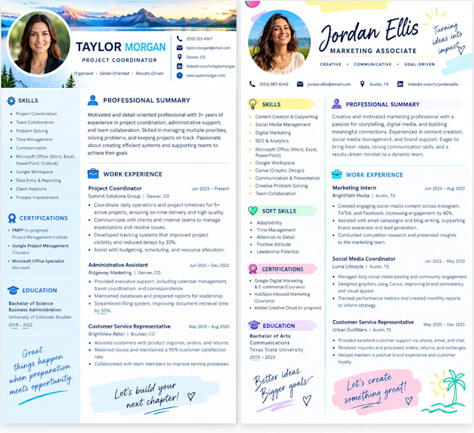 write and optimize a professional resume or CV