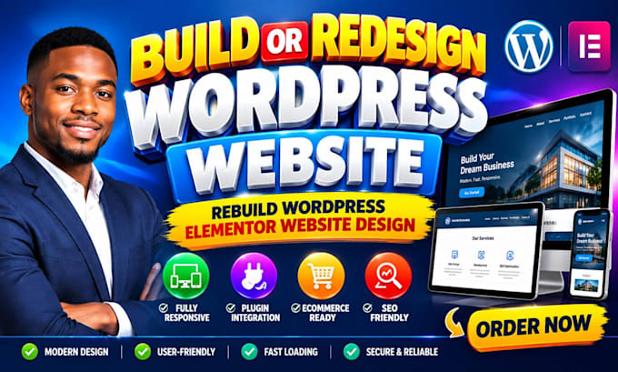 build or redesign wordpress website rebuild wordpress elementor website design