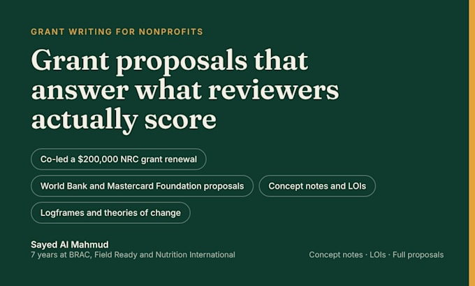 write grant proposals and concept notes for nonprofits and charities