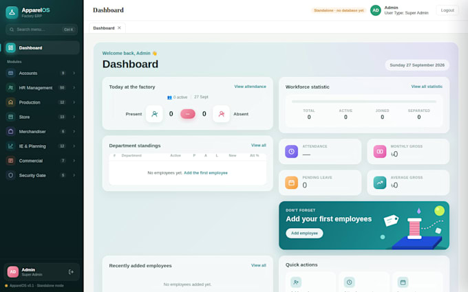 develop apparelos custom HR and payroll management software