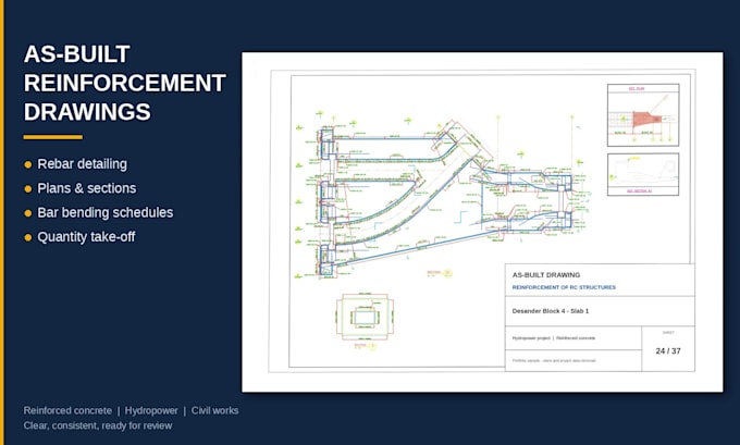 do rebar shop drawings, as built drawings and bar bending schedule bbs