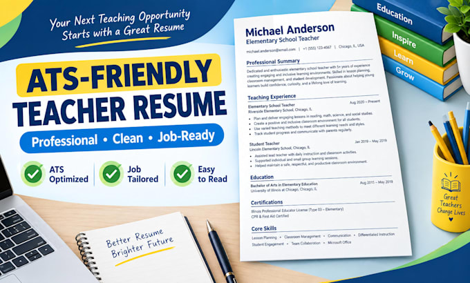 write an ats friendly teacher resume or education CV