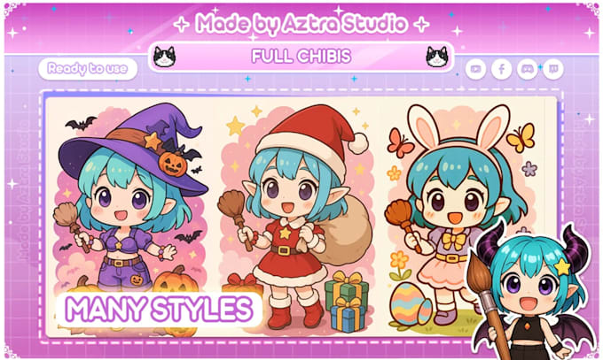 create a cute custom chibi character illustration or avatar