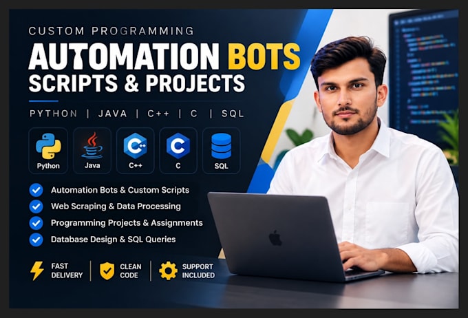script java, python bot, c, sql database coding, programming project developer