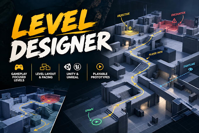 make a gameplay focused level design in unity or unreal engine