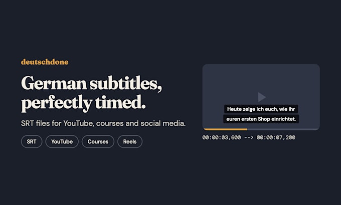 create accurate german subtitles for your videos, srt file