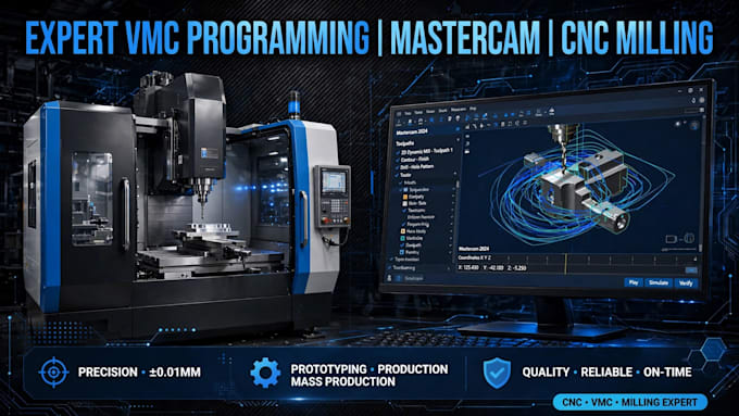 do vmc programming, cnc milling, and mastercam for a g code