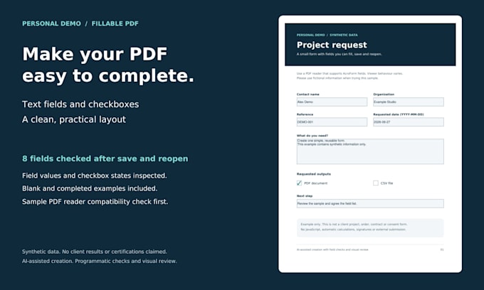 create a fillable PDF form with text fields and checkboxes