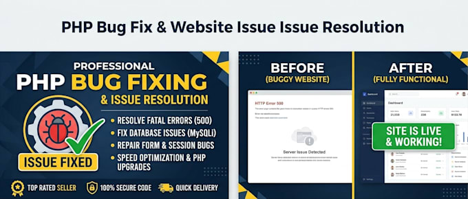 fix PHP bugs, errors and issues in your PHP website
