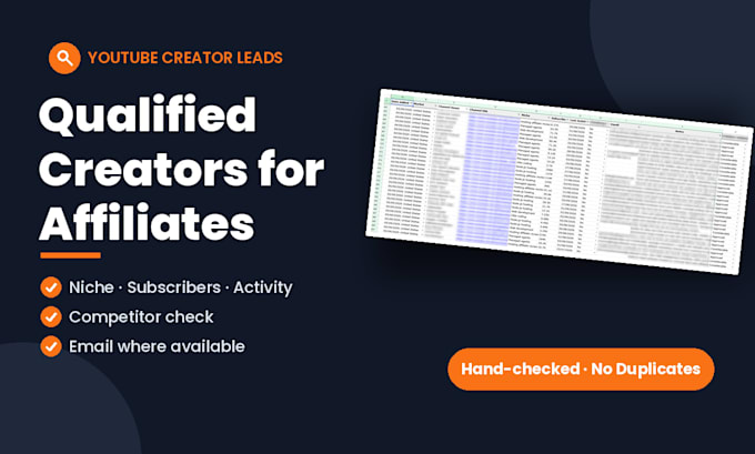 find youtube influencers and creators email list for affiliate outreach