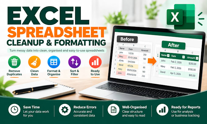 clean, format and organise your excel spreadsheet