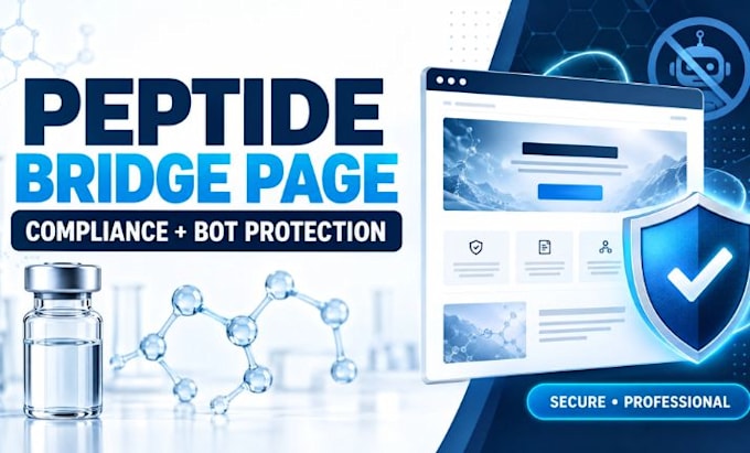 create compliant standalone bridge page plus bot protection for peptide business