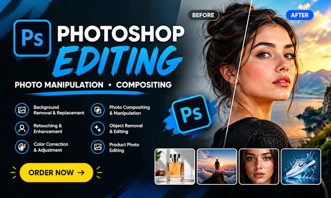 do professional photoshop editing, photo manipulation and compositing