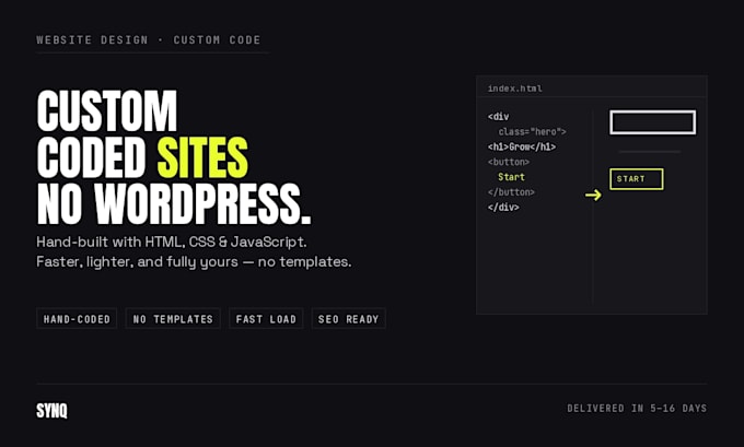 build a custom coded website with html css and javascript