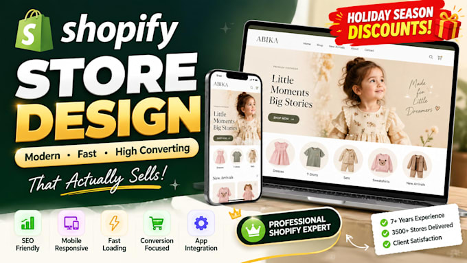 develop, design and build your shopify store or shopify website