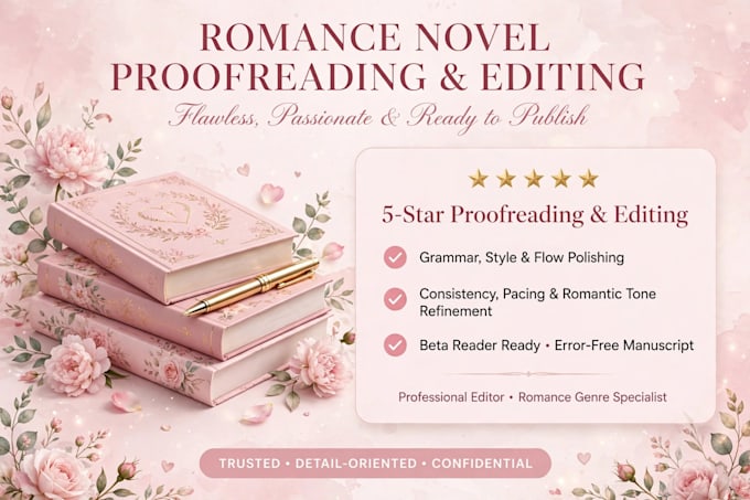 proofread and edit your romance novel with passion