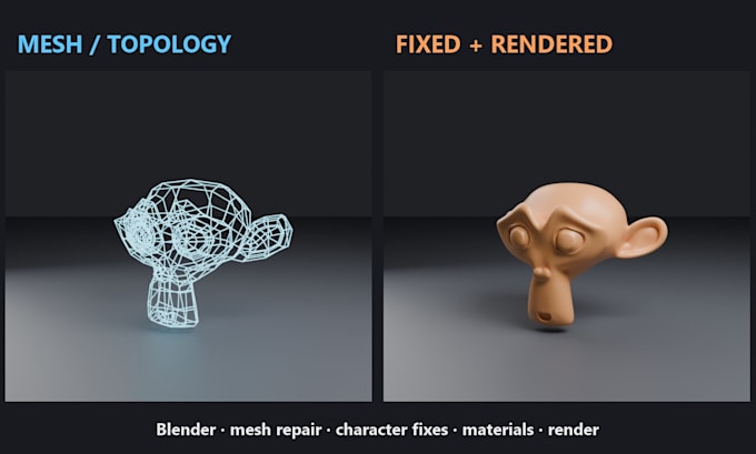 fix, clean up and render your blender 3d model or character