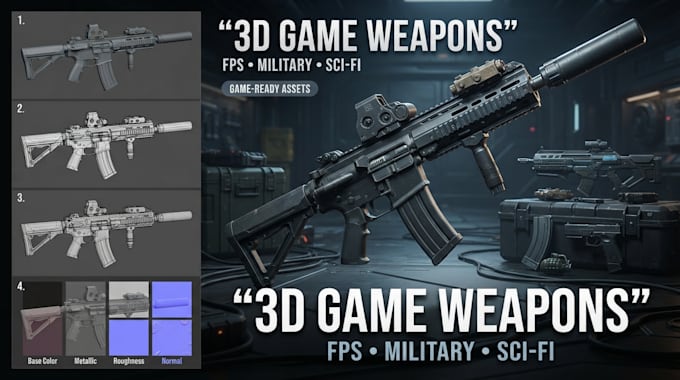 create 3d fps guns firearms sci fi futuristic weapons 3d military weapon assets
