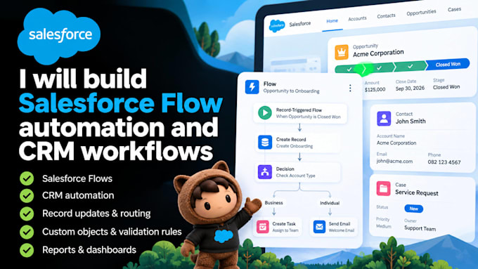 build salesforce flow automation and CRM workflows