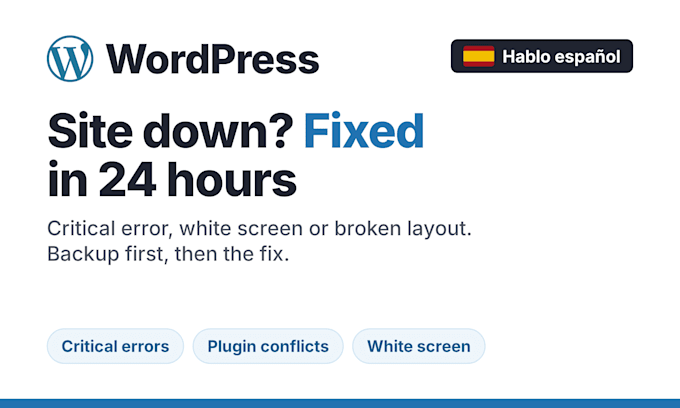 fix your wordpress error or broken site within 24 hours