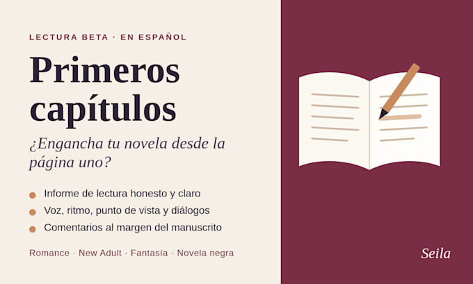 beta read your spanish romance, romantasy or thriller novel